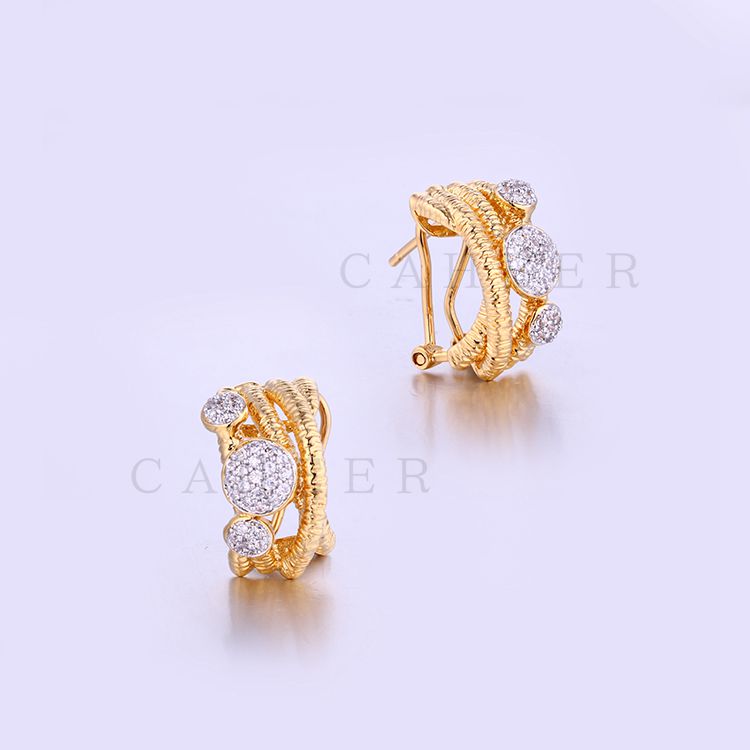 18K Gold Jewelry Women Earrings Simple Studs K0024E