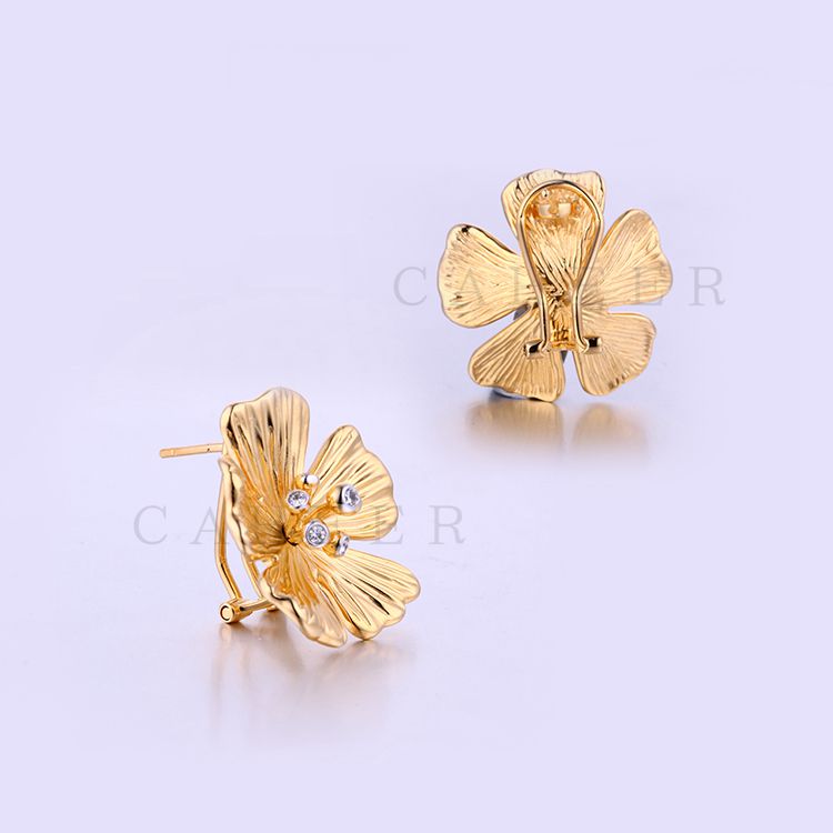 Latest Design Jewelry Gold Earrings Women Flower Stud Earrings K0026E