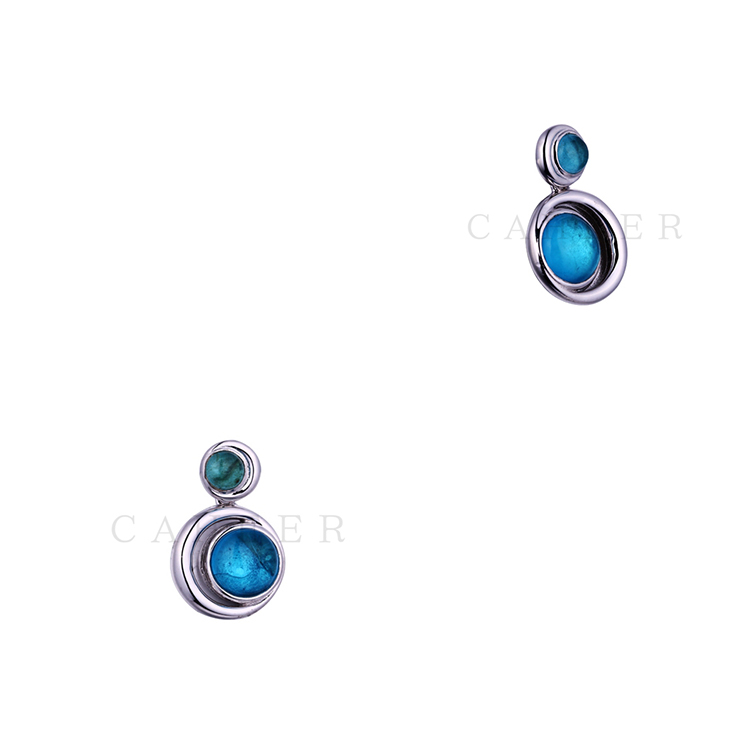 Blue Crystal Round Stud 925 Sterling Silver Earring Blue Stud Earrings K0032E