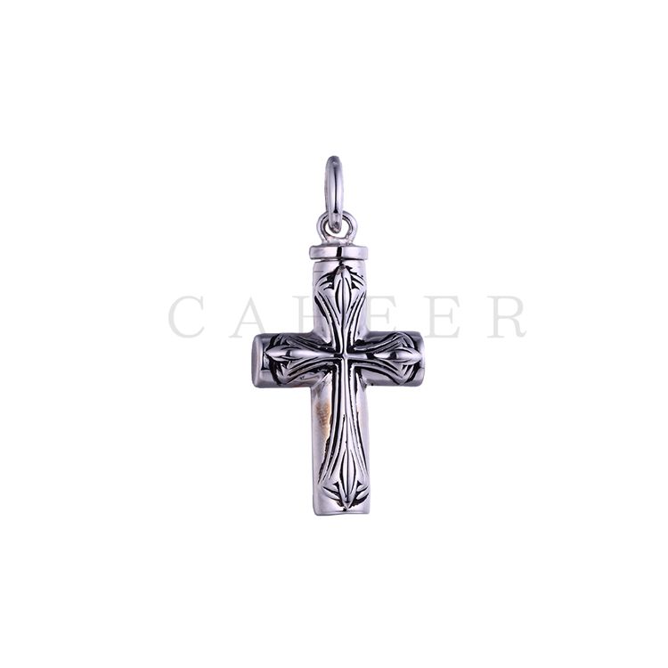 Silver Jesus Necklace For Men Cross Pendant K0014P