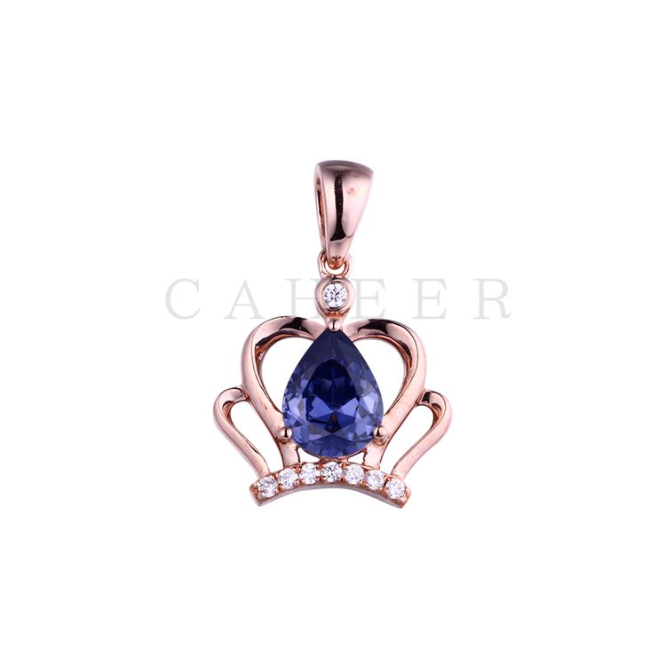 Silver Gold Jewelry Wholesale Price Necklace Crown Amethyst Pendant CA0032P