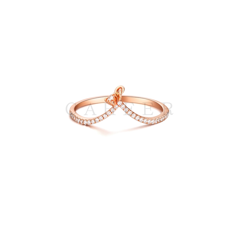 CR1707033 Silver Gemstone Jewelry Rose Gold Women Ring