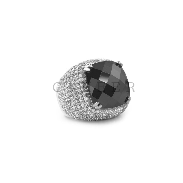 CR1707064 Micro Pave CZ Silver Ring