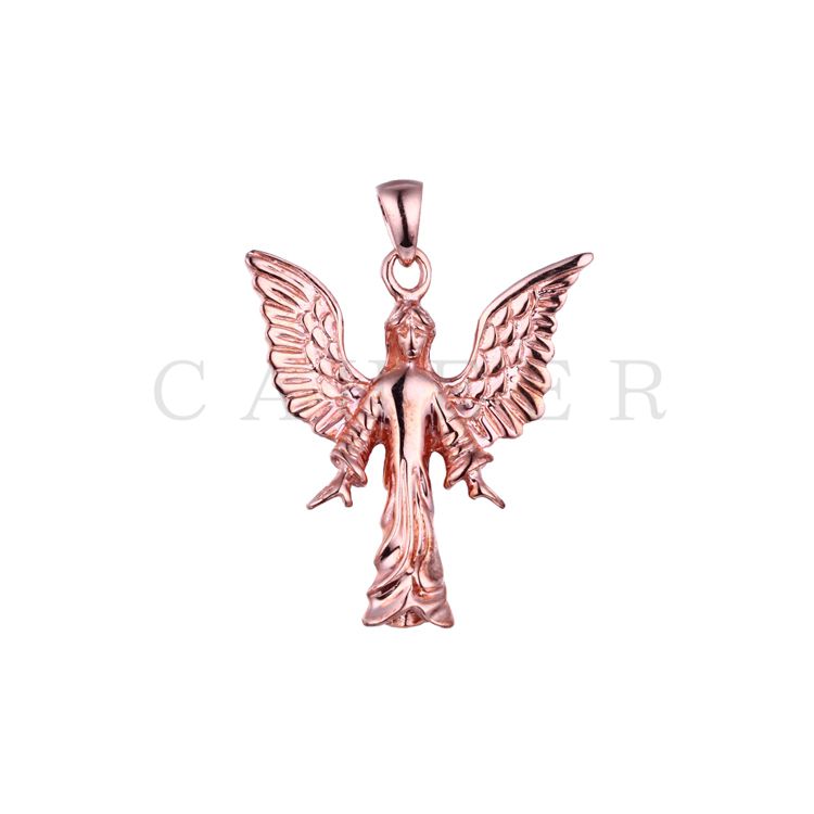 CP1507001 Plated Rose Gold Angel Silver Pendant