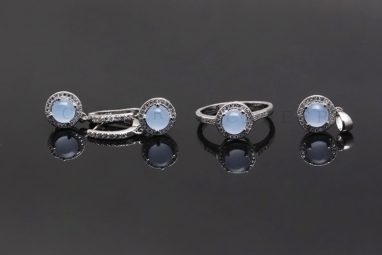 Light Blue Sterling Silver Jewellery Set K0006S