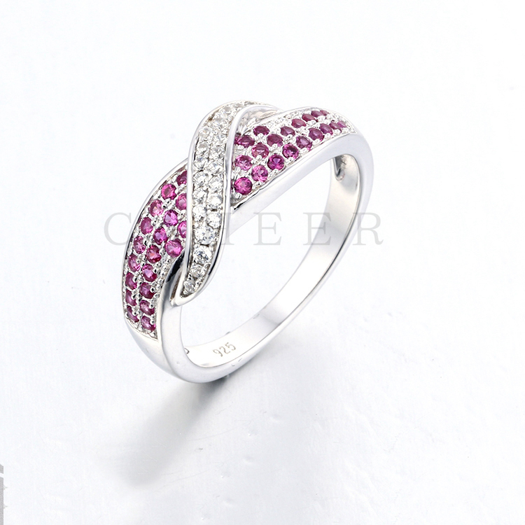 Rose Red Color Silver Ring K0087R