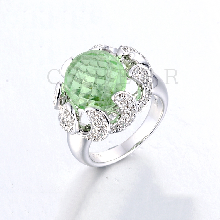 Green Gemstone Silver Ring K0090R