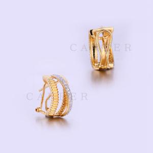 Women Silver Earring Jewelry White Cubia Zircon Gold Stud Earring K0002E