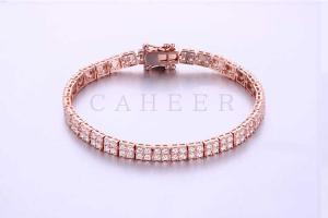 Women CZ Diamond Charm Hand Chain Plating Rose Gold Bracelet CA0006HB