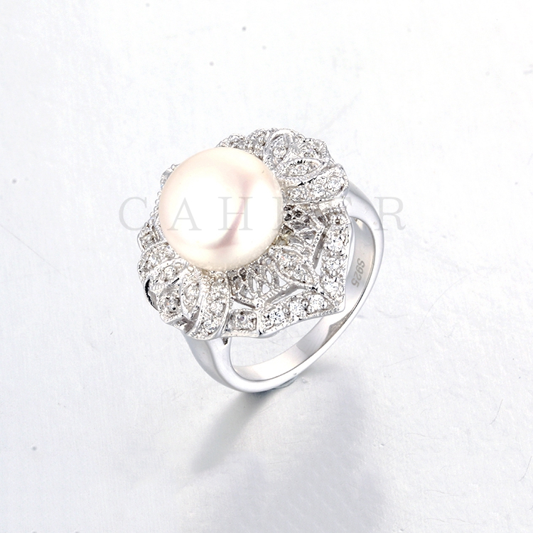 Elegant Pearl 925 Silver Ring  K0121R