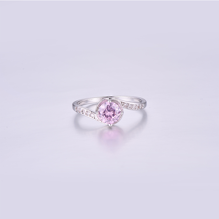 Pink Stone Silver Ring K0158R