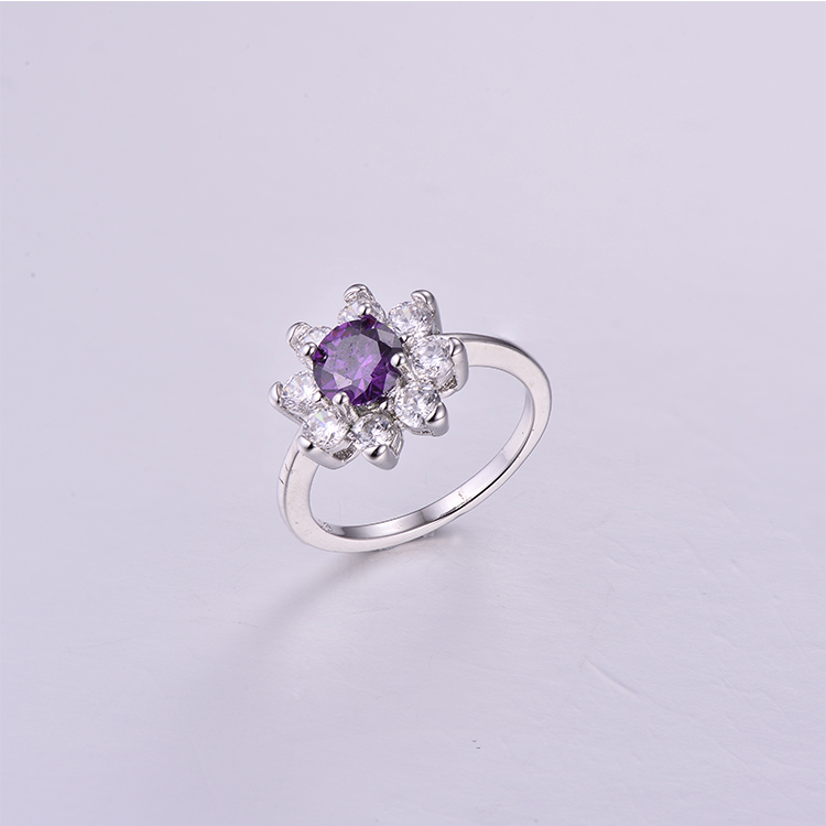 Elegant Purple Flower Rings K0219R
