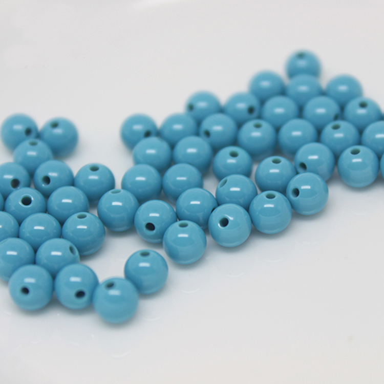 Turquoise Glass Round Plain Balls with hole