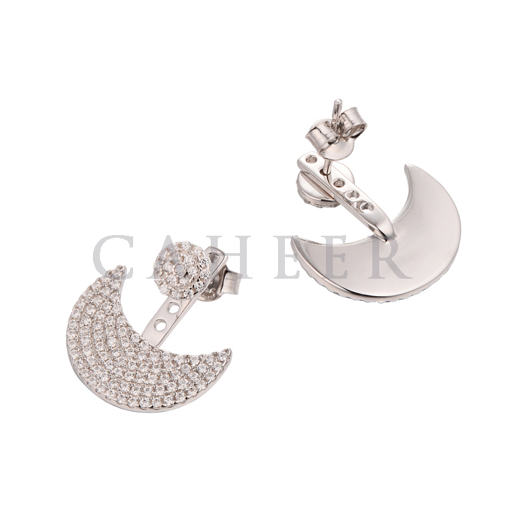 CE1507041 首饰生产商欧美风电镀白金鑲锆石银耳环